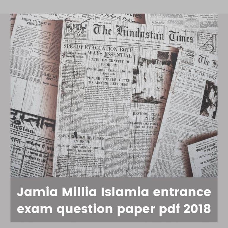 Jamia Millia Islamia entrance exam question papers pdf 2018
