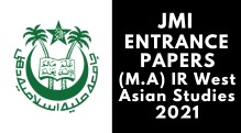 JMI Entrance (M.A) IR West Asian Studies 2021
