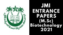 JMI Entrance (M.Sc) Biotechnology 2021