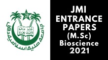 JMI Entrance (M.Sc) Bioscience 2021