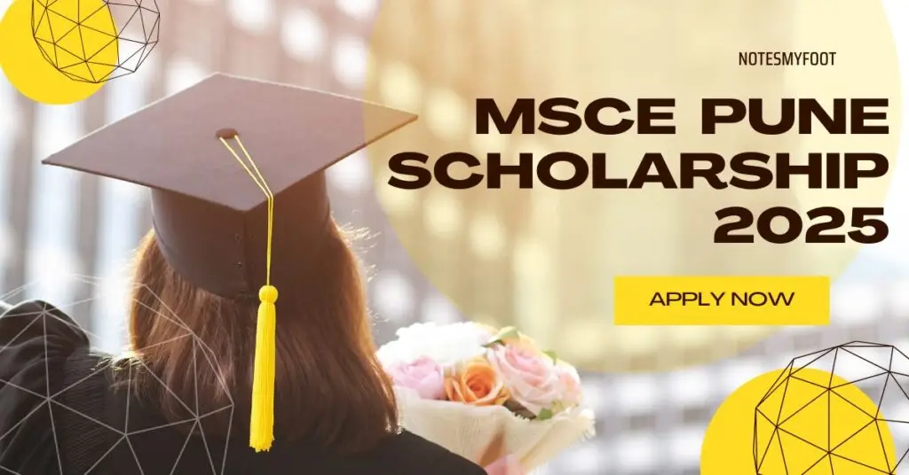 MSCE Pune Scholarship 2025 - Graduate student with cap and gown holding flowers, promoting the scholarship application for 2025. Apply now for financial assistance.