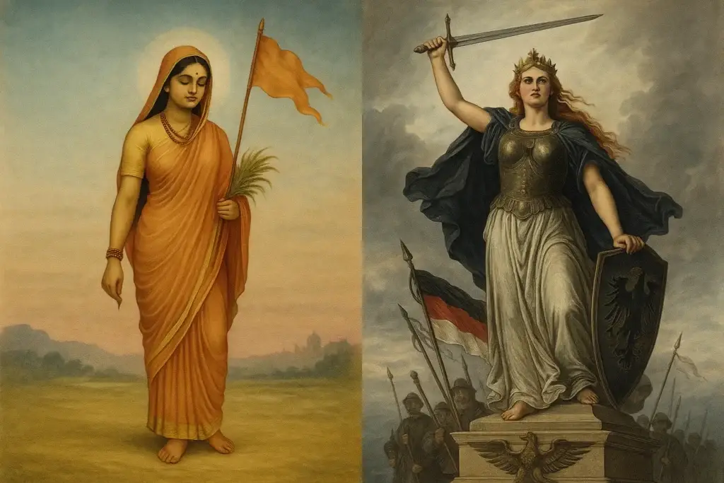 Compare imag of bharat mata and Germania history chapter 2 class 10