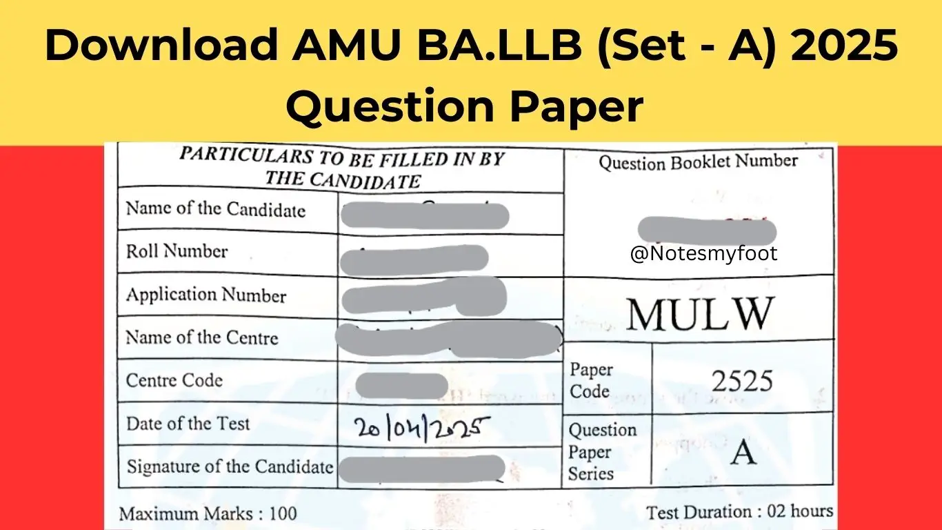 Download AMU BA.LLB (Set - A) 2025 Question Paper & Answer